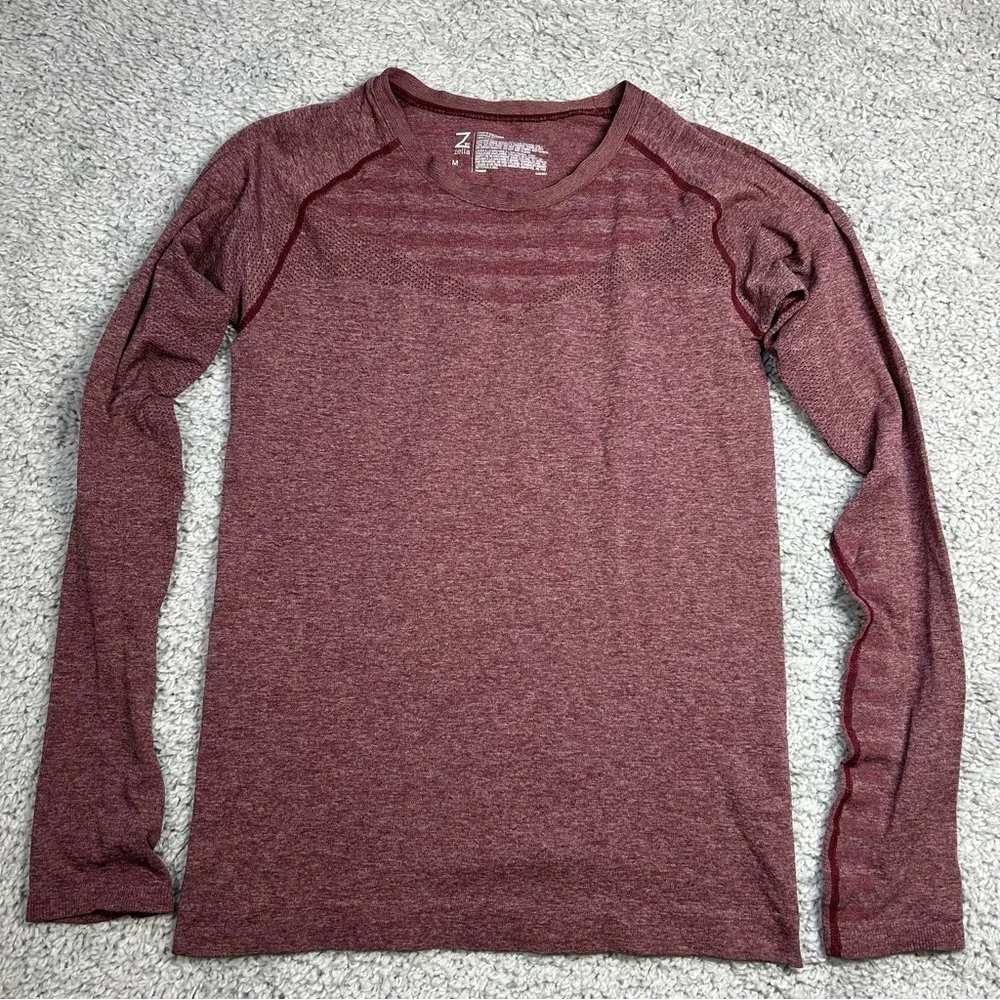 Zella Shirt Womens Medium Long Sleeve Crewneck Fitted Athletic Top Stretch Fit